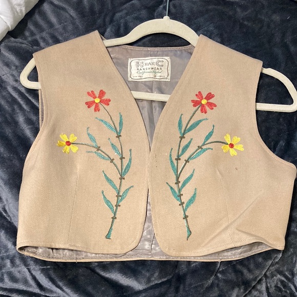 H Bar C Ranchwear Jackets & Blazers - H Bar C Ranchwear Tan Embroidered Western Vest